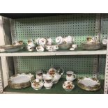 2 SHELVES OF ROYAL ALBERT OLD COUNTRY ROSES DINNER & TEA WARE & SOME ORNAMENTS,