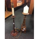 WOODEN TABLE LAMP & WOODEN CANDLE HOLDER