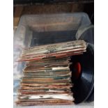 CARTON WITH EXTENDED PLAY RECORDS & 45'S