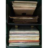 CARTON WITH CARRY CASE WITH LP RECORDS & QTY OF OLD GRAMOPHONE RECORDS