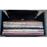 RECORD CARRY CASE WITH MISC LP RECORDS
