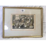 ANTIQUE COLOUR PRINT OF CATS BY LOUIS WAIN ENTITLED “PILLOW FIGHT”