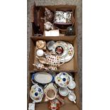 3 CARTONS OF MISC CHINAWARE INCL; THIMBLE COLLECTION & STANDS PLATES, DISHES, SPOTTED JUG,