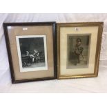 TWO ANTIQUE PRINTS OF 17TH CENTURY FIGURES.