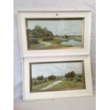 PAIR OF COLOUR PRINTS OF COUNTRY RIVER LANDSCAPES BY GEORGE OYSTON