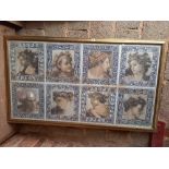 LARGE F/G PICTURE OF CLASSICAL HEADS PRINTED ON FABRIC,