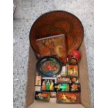 CARTON WITH QTY OF MODERN TRINKET BOXES, MATRYOSHKA DOLL,