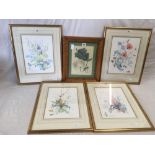 SET OF 4 LIMITED EDITION FLORAL PRINTS BY MARGERY BLAMEY & 1 OTHER