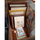 3 FRAMED PRINT PICTURES & A MOUNTED PRINT OF A CAT