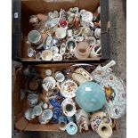 2 CARTONS OF MISC CHINAWARE INCL; DECORATIVE MUGS, VASES,