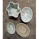 4 VINTAGE CERAMIC JELLY MOULDS