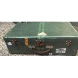 VINTAGE ALUMINIUM SUITCASE OR TRUNK WITH LABELS