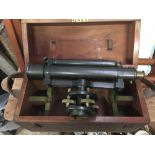 REYNOLDS OF BIRMINGHAM THEODOLITE IN A WOOD CASE WITH CARRY STRAP