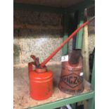 VINTAGE VIGZO PINT OIL CAN & A LONG SPOUT ENGINEERS CAN