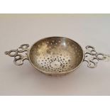 SILVER 2 HANDLED TEA / LEMON STRAINER