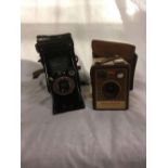 CASED BROWNIE FLASH 4 KODAK CAMERA IN CASE & A CORONET BELLOWS CAMERA WITH CASE