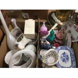 2 CARTONS OF MISC CHINAWARE INCL; VASES, JUGS,