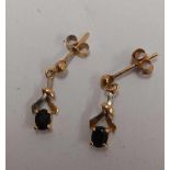 PAIR OF 9ct GOLD SAPPHIRE EARRINGS