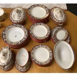 CHINA DINNER SERVICE, PLATES, BOWLS, TUREENS, MARKED BEDFORD TO BASE,