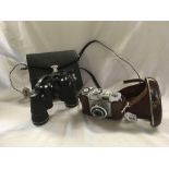 ZEISS IKON VINTAGE CAMERA IN CASE & PAIR OF TASCO BINOCULARS,