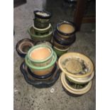 LARGE QTY OF GLAZED FLOWER POTS