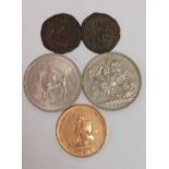 CROWNS FOR 1951 & 1953 + 2 REPLICA COINS