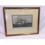 19THC VIEW OF GERMAN NAVY SHIPS, INDISTINCTLY SIGNED & DATED 1995, WITH GERMAN SCRIPT BENEATH,
