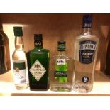 BOTTLE OF PLYMOUTH GIN & 3 HALF BOTTLES OF LONDON GIN