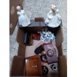 CARTON WITH PORCELAIN FIGURINES,