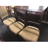 3 VINTAGE UPHOLSTERED DINING CHAIRS WITH TURNED LEGS