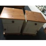 PAIR OF MODERN STRIPPED PINE BEDSIDE CABINETS