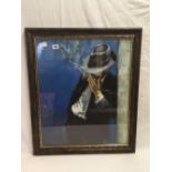 FRAMED OIL ON CANVAS OF A MAN IN A TRILBY BY FABIO PEREZ ARTIST FROM ARGENTINA - UNSIGNED