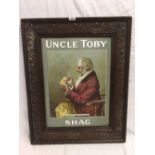 UNCLE TOBY SHAG POSTER IN ORNATE CARVED WOODEN FRAME