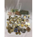 CARTON OF COINS & TOKENS