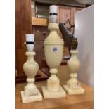 3 ONYX TABLE LAMP BASES,