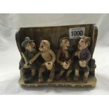 STUDIO POTTERY FIGURINE OF UNCLE TOM COBBLY & FRIENDS FROM THE RUNNAFORD POTTERY, DEVON,