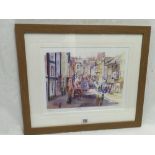 J BROWN: PENCIL SIGNED LIMITED EDITION COLOUR PRINT “TEEMING TOTNES” - A BUSY STREET SCENE, SIGNED,