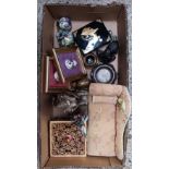 CARTON WITH TRINKET BOXES, SMALL FRAMED MASQUERADE MASK,