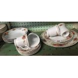 PART CROWN STAFFORDSHIRE TEA SERVICE WITH 4 CUPS, SAUCERS, BOWLS,