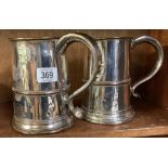 PAIR OF PLATED TALL TANKARDS