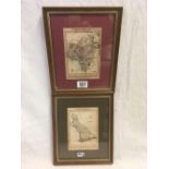 PAIR OF ANTIQUE HAND COLOURED MAPS OF CORNWALL & DEVONSHIRE,