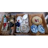 3 CARTONS OF MISC CHINA INCL; SMALL WASH BASIN & JUG BY PORTMEIRION, AN EVESHAM OVEN TO TABLE DISH,