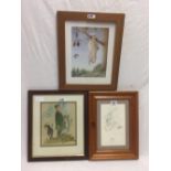 3 FRAMED CARTOON PRINTS