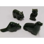 4 GREEN STONE ANIMALS