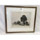 SIR GEORGE CLAUSEN 1852-1944; LANDSCAPE STUDY IN CHALK, INK & WASH, SIGNED,