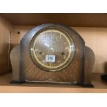 1930'S OAK MANTLE CLOCK WITH DOME TOP