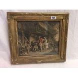 PEN, INK & WATERCOLOUR OF “THE SOLDIERS RETURN” IN A GOOD DECORATIVE ANTIQUE GILT FRAME,