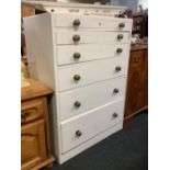 WHITE CHEST 6 DRAWERS & BRASS HANDLES