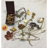 TUB OF MISC COSTUME JEWELLERY, LIMOGES,