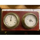 MODERN METAMEC BRASS EFFECT CLOCK & BAROMETER